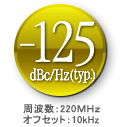 -125dBc/Hz (typ.) 周波数：220ＭＨｚ オフセット：10kHz