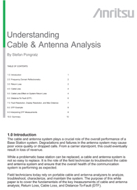 Understanding Cable & Antenna Analysis