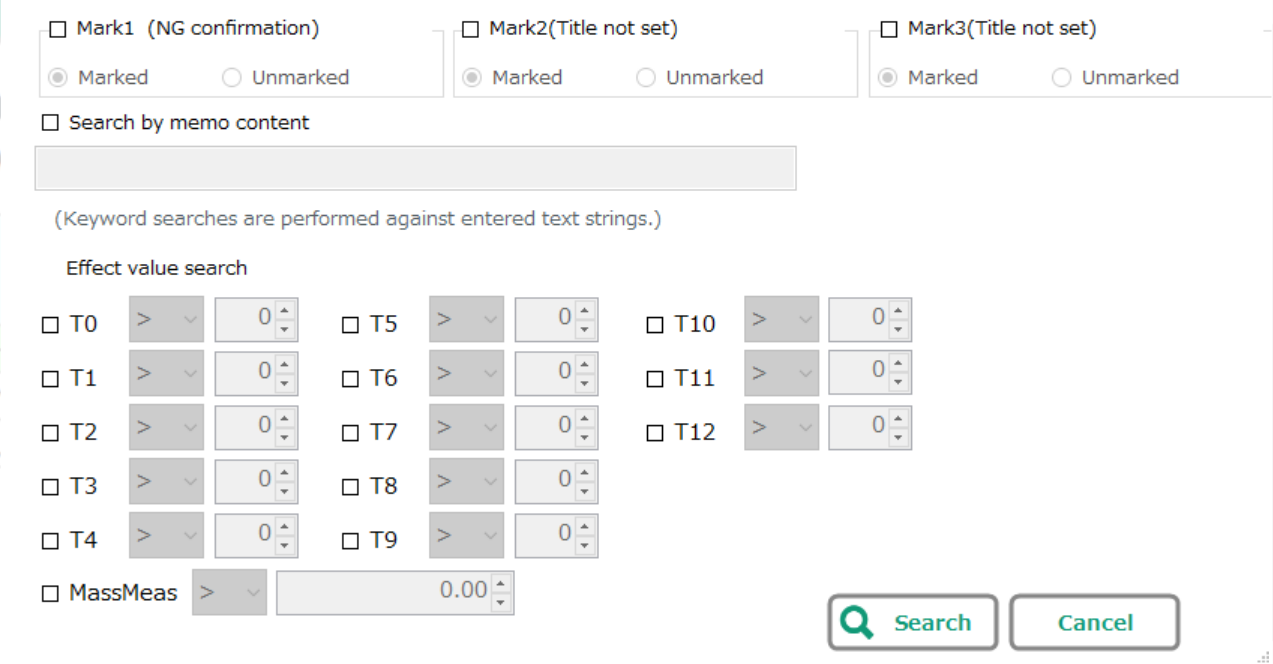 Effect value Search window window