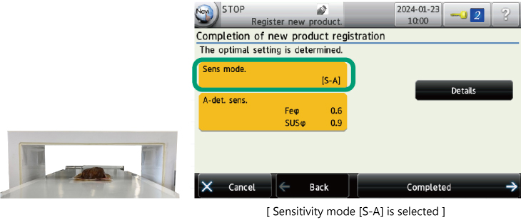 Sensitivity mode [S-A] is selected