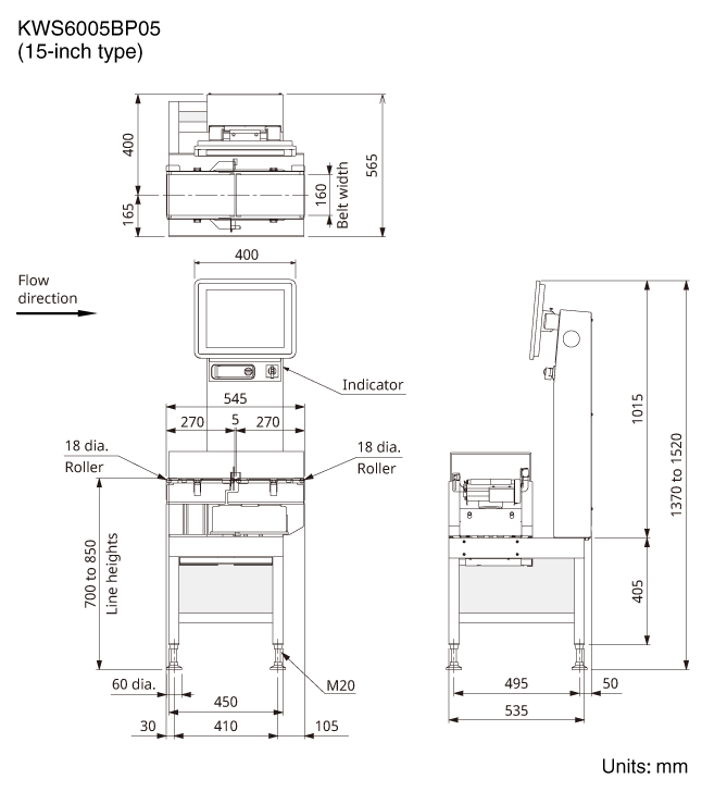 外観図 KWS6005BP05（15インチタイプ）