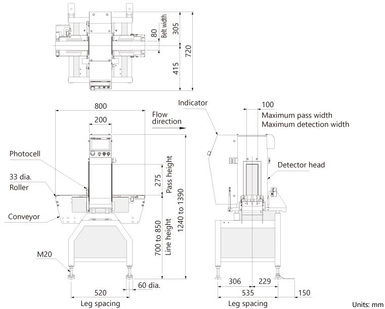 Metal Detector  Vertical model  EXTERNAL DIMENSIONS