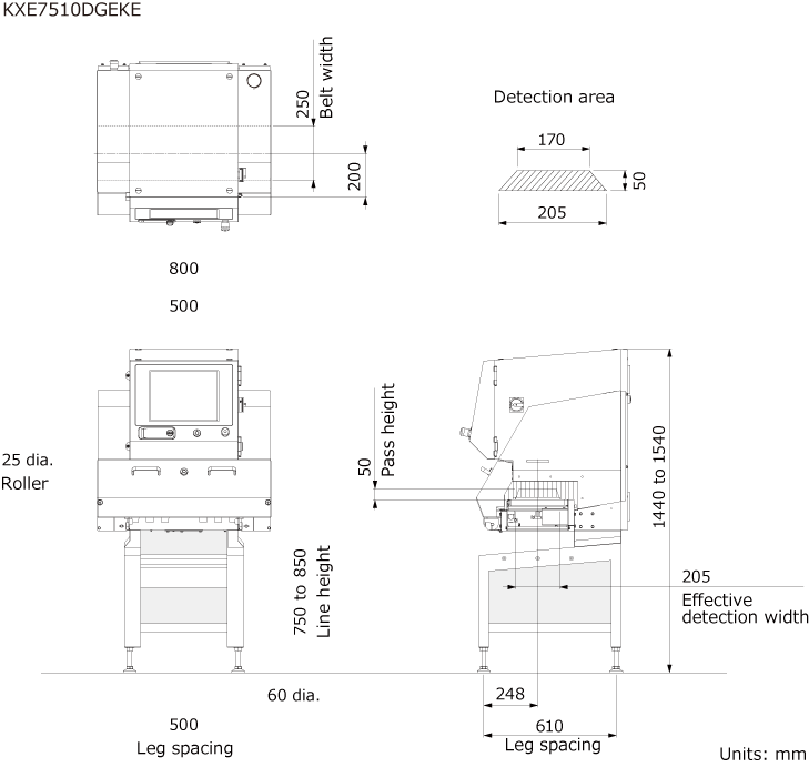 EXTERNAL DIMENSIONS KXE7510DGEKE