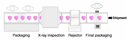 Example 1: X-ray inspection system for chocolate packaging line