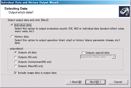 Data output wizard extracts inspection records