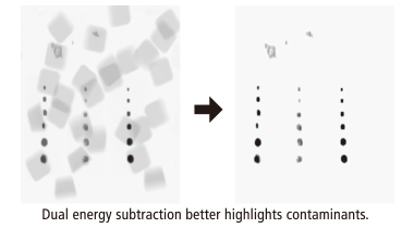 Dual energy subtraction better highlights contaminants