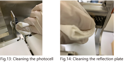 Fig.13: Cleaning the photocell/Fig.14: Cleaning the reflection plate