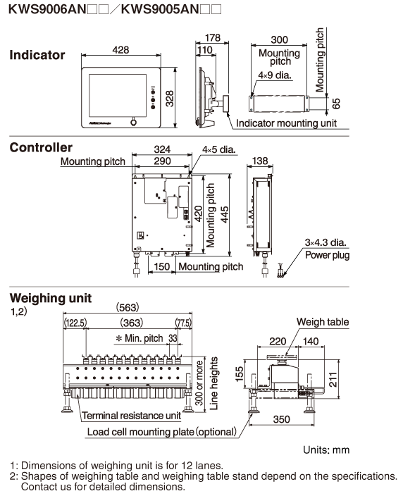 External Dimensions: KWS9006AN□□／KWS9005AN□□