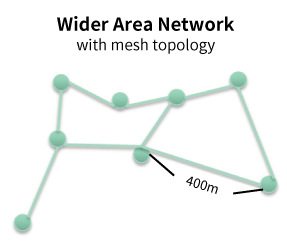 Wider Area Network with mesh topology