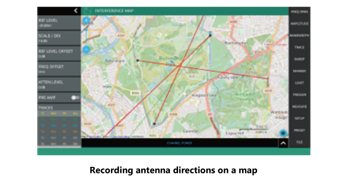 Recording antenna directions on a map