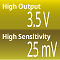 High Output 3.5 V, High Sensitivity 25 mV