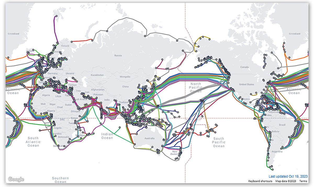 Submarine optical cable map