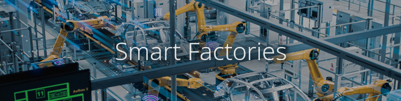 Smart factories with automation, assisted working, asset status monitoring, and AGVs