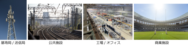 基地局/送信局、公共施設、商業施設、工場/オフィス